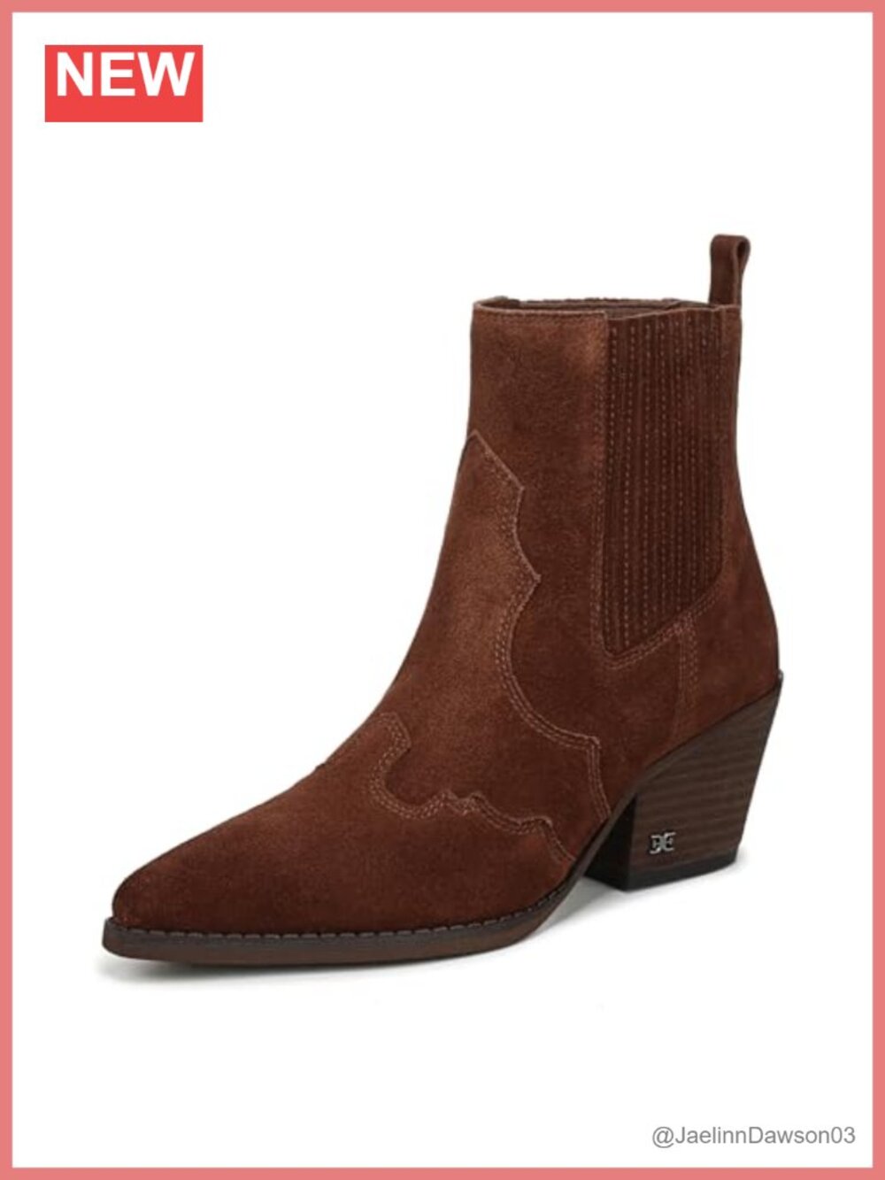 Sam Edelman West Ankle Booties Leather Cuban Heel Pull-On Western Boots